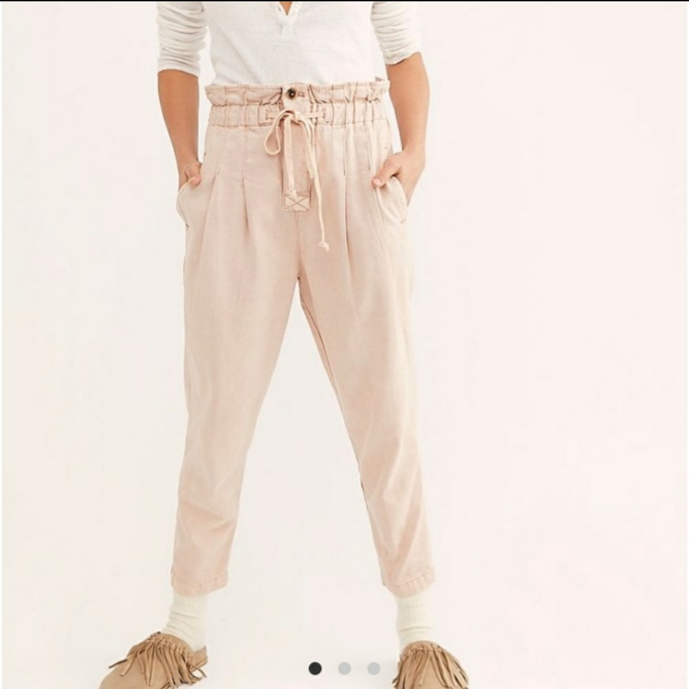 FREE PEOPLE Margate Pleated Trousers Blush Peach NWT